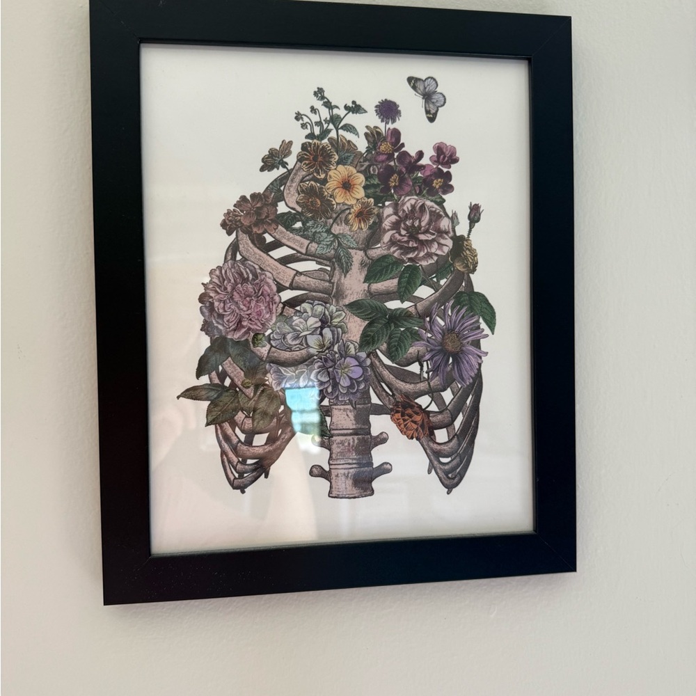 Urban Outfitters Floral Ribcage Art in Black Frame